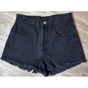 John Galt Women's Black Denim High Waisted Button Fly Cutoff Shorts XS